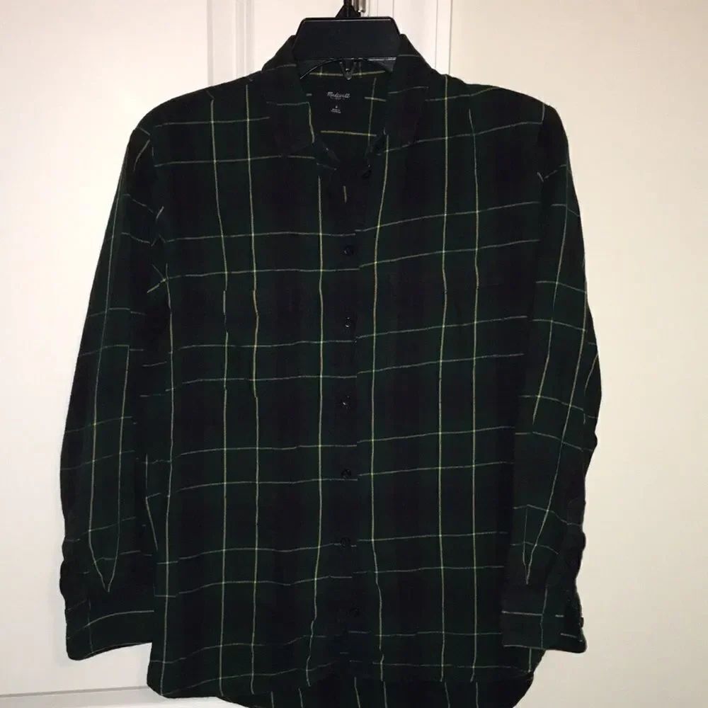 Vintage Madewell Blackwatch Tartan plaid blouse top long sleeve work Shirt S